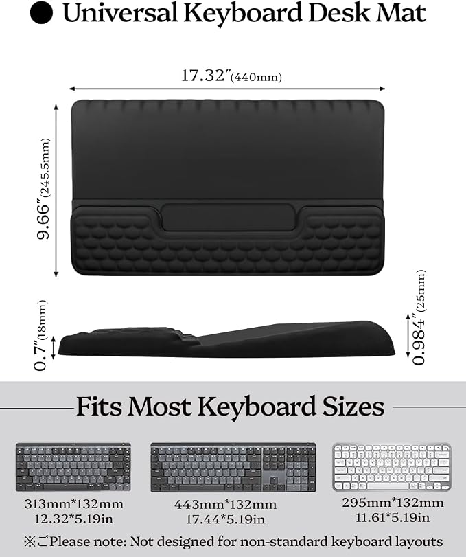 Wrist Rest for Computer Keyboard, 2 in 1 Keyboard Wrist Support Pad, Memory Foam Keyboard Riser Holder Lift Tray with Wrist Pad for Easy Typing for Office Desk, Home, School (Square Black)