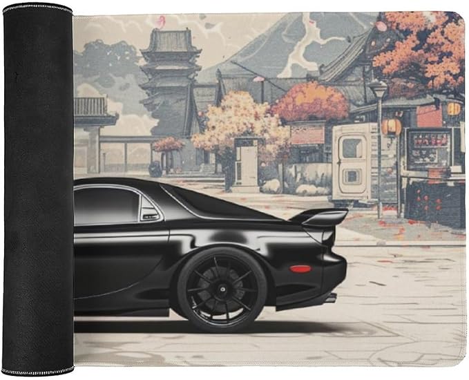 Car Large Mouse Pad Gaming Mousepad Rx7 Cool Black Sport Car JDM Japanese Desk Mat Big Mousepad Extended Keyboard Computer Pad 40X90cm