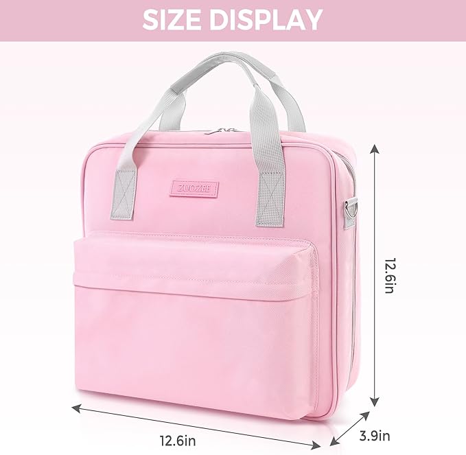 Zipper Binder 3 Ring with Shoulder Strap and Handle, Pink 2 Inch 3 Ring Binder with Zipper, Extra Pockets Holds 500 Sheets, Waterproof Trapper Keeper for Middle School & Work Organizer