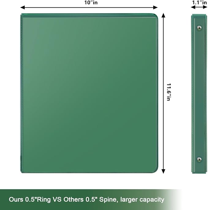 COMIX Sturdy 0.5 Inch 3 Ring Binder with Clear View Cover | 0.5"Heavy Duty Round Ring,PVC-Free Board,Holds 100 Letter Sheets,Wholesale for Offices & Classrooms,6 Pack (Assorted Colors)