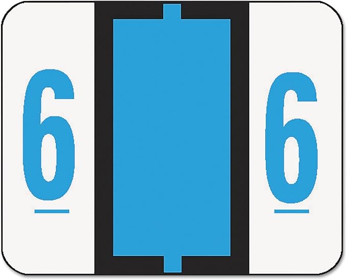 Smead BCCRN Bar-Style Color-Coded Numeric Label, 6, Label Roll, Blue, 500 Labels per Roll (67376)