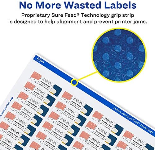 Avery® Matte White Rectangle Labels, Sure Feed® Technology, 0.5" x 1.75", 1,500 Matte White Printable Labels