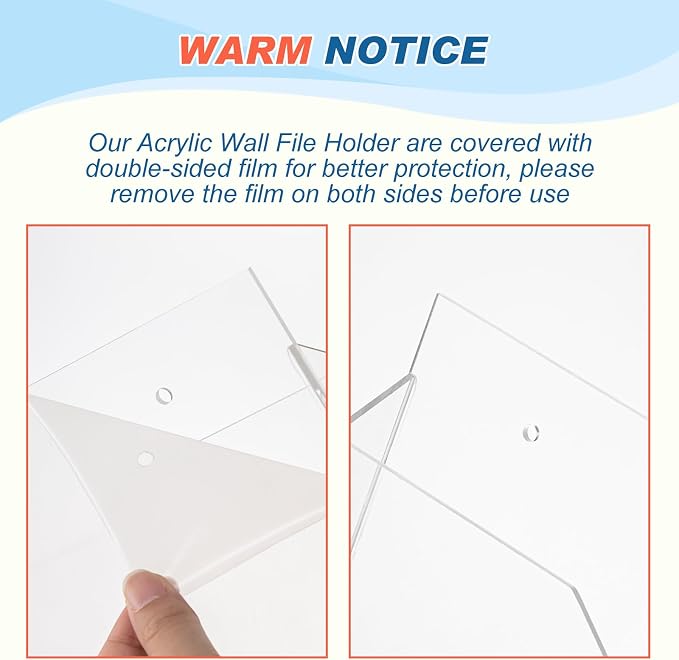 Feifeiya 2Pcs Clear Acrylic File Holder Wall Mount Mail Magazine Organizer File Holders with Screw Wall Office Document Storage Magazine Brochure(14"x8.3"x2.4",Widening Horizontal,Clear)