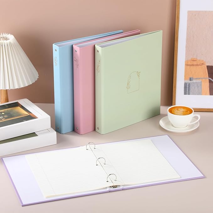 Sayglossy 4 Pcs Aesthetic 3 Ring Binder Sturdy 1 Inch Cute Binder Fits 11" x 8.5" Letter Sized Paper for Women Men School Office Home Supplies Work Organize Paperwork, 4 Colors (Cute)