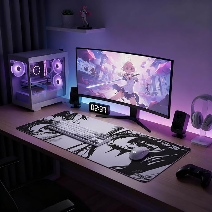 XL Anime Eyes Mouse Pad – Large Manga Girl Desk Mat 31.5x11.8 – Non-Slip, Water-Resistant, Stitched Edges – Aesthetic Japanese Gaming Mat