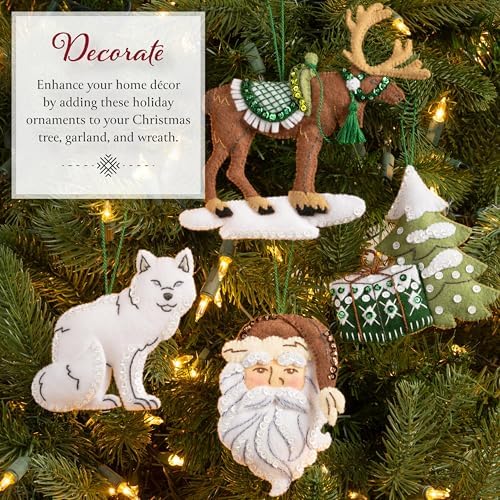 Bucilla Felt Applique 4 Piece Ornament Making Kit, Nordic Noel, Perfect for DIY Arts and Crafts
