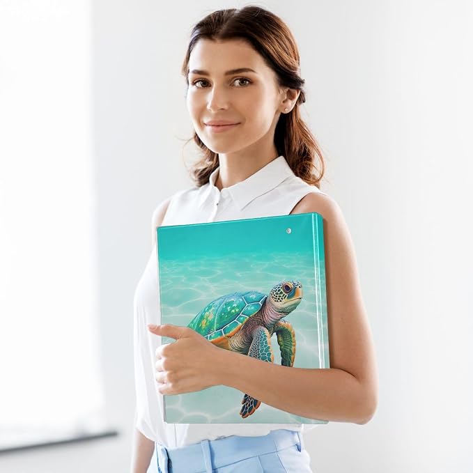 3 Ring Binder Sea Turtle 1.5" Round Ring Binders View Binder with 200 Sheet for Kids School Supplies Women Men Office, 1 Pack