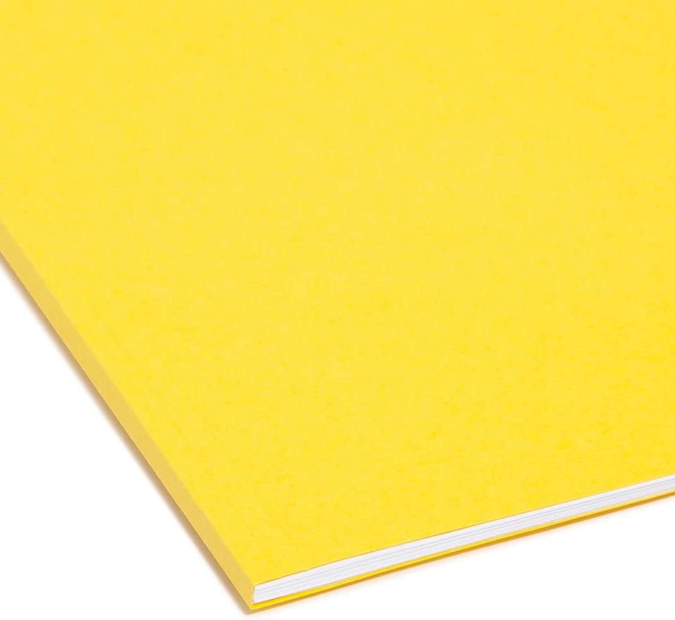 Smead Interior File Folder, 1/3-Cut Tab, Letter Size, Yellow, 100 per Box, Expandable File Folders for Filing Cabinet