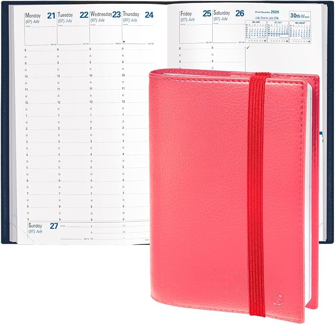 Quo Vadis 2026 Minister - Weekly/Monthly Planner - 12 Months, Jan. to Dec. - 6 1/4 x 9 3/8" - Grained Faux Leather Kali Blush Cover- Time Management Appointment Organizer