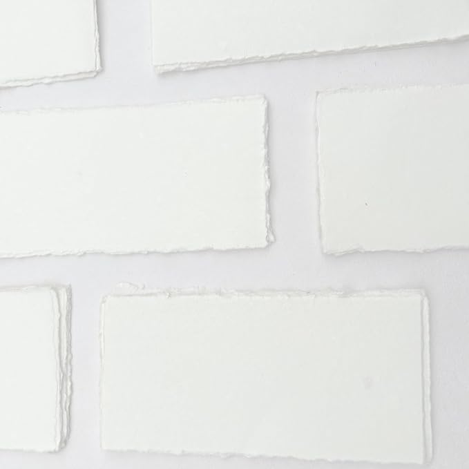 Handmade Deckle Edge Cotton Rag Paper 4x9” – 150 GSM Premium Blank Invitation Sheets | Rustic Textured Card Stock for Wedding Invites, Baby Showers, Crafting & Calligraphy (Pack of 100)
