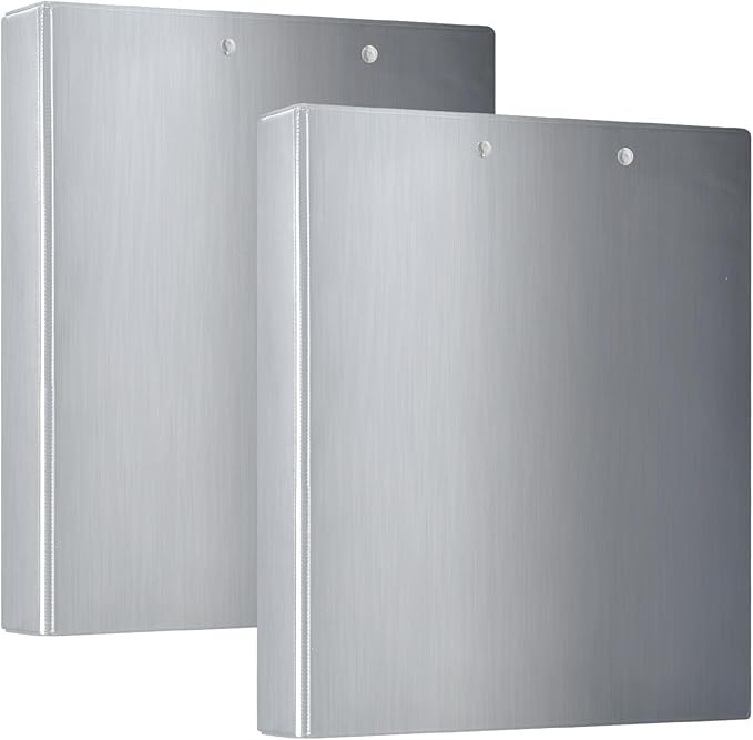 3-Rings Notebook Binders 1.5 in Binder with Pockets 1/2 Pack School Supply 200 Sheets Silver Metallic Gradient Scratches Titan Steel
