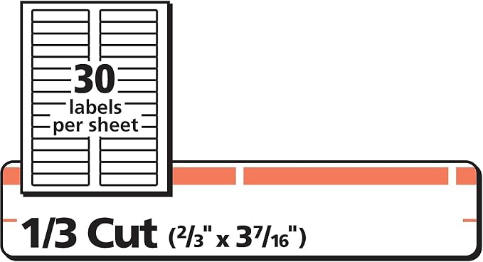 Avery® TrueBlock® File Folder Labels, 2/3" x 3-7/16", 750 Printable Labels, White/Orange, Permanent (5166)