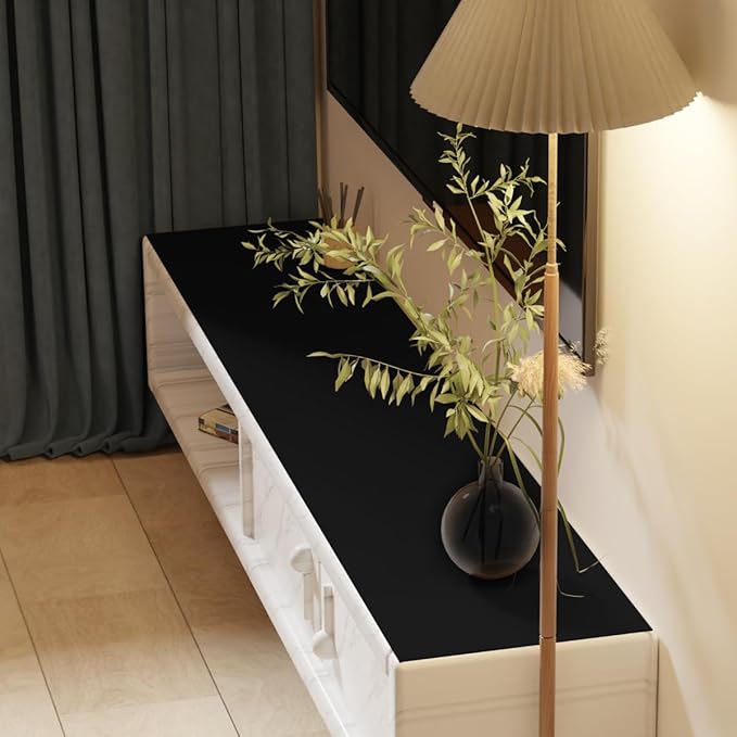 Zinkooat Leather Table Cover,1.8mm Thick,12x96 Inch Desk Cover,Dresser Cover Top,Dresser Protector Top,Dresser Cover,End Table Cover.(Black+Black,12x96)