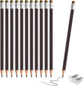 12 PCS Brown Colored Pencils with Eraser Pre Sharpened Pencil 2 HB - Ideal for Checking, Grading, Tests & Office/School Supplies (Brown)