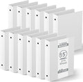 Henoyso 12 Pcs 1.5 Inch Mini 3 Ring Binders Fits 5.5" x 8.5" Paper, Holds(Capacity 350 Sheets), Plastic Flexible Three Round Rings Small White A5 Binders Bulk for School, Office Use, Photo Album