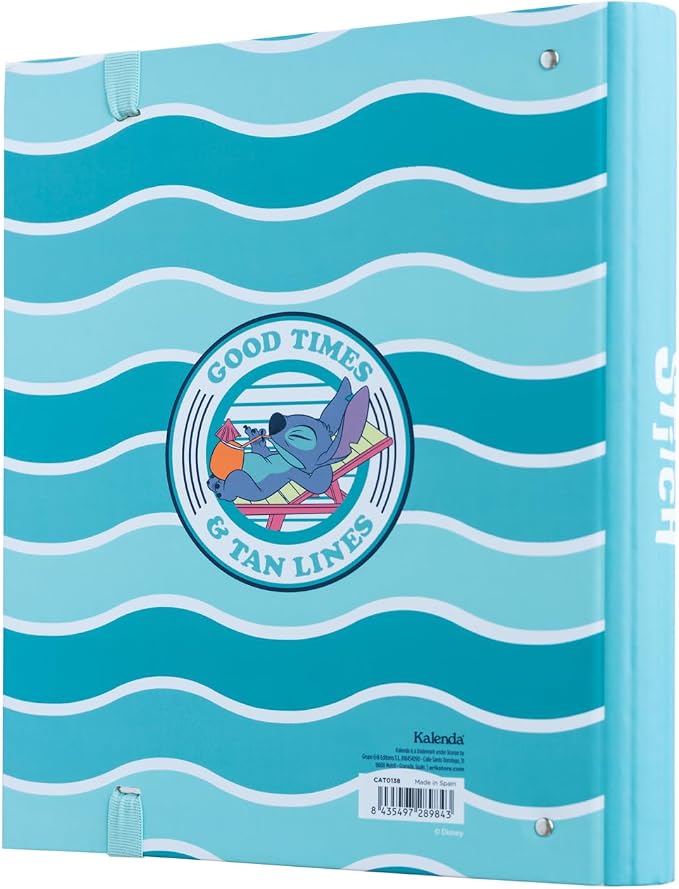 Grupo Erik Disney Stitch 4 Ring Binder A4 - Stationery Gifts, Merchandise | A4 Folder with Elastic closure, School Folders for Paperwork A4, Back to School Supplies | Disney Stitch Merch, Gift