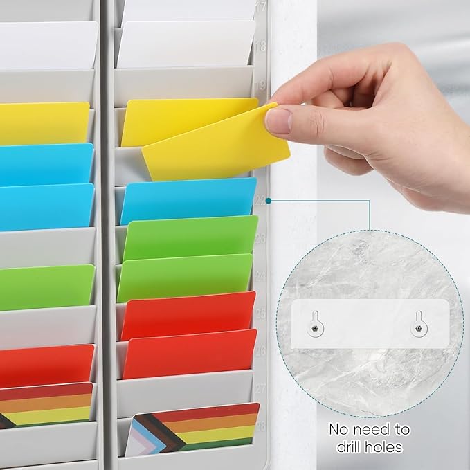 SHINEOFI 28 Slots Time Card Holder Rack Wall Mounted Office Attendance