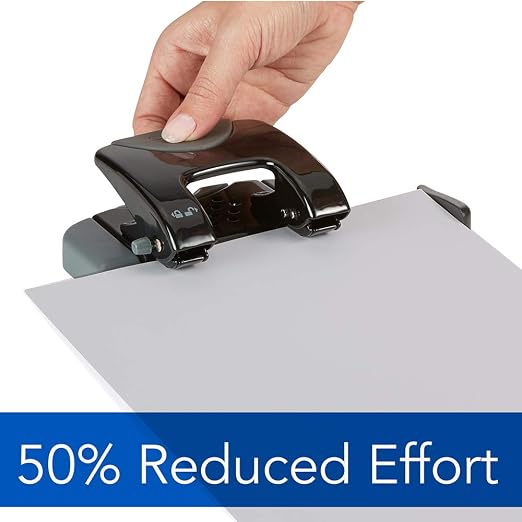 Swingline 2 Hole Punch, 20 Sheet Capacity Hole Puncher, Paper Punch, SmartTouch Low Effort Comfort Handle, Alignment Guide, Black & Gray (74135) (Pack of 6)