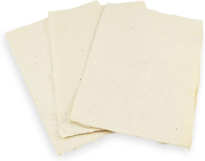 Handmade Lokta Card Stock 5x7 Inch Deckle Edge Paper (50 Sheets) | Kathmandu Valley Co. tree-free cardstock, decorative DIY invitations, junk journal, vintage stationery, made in Nepal