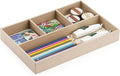 4-Slot Leather Drawer Tray Desk Stationery Sundries Organizer Storage Box Pen Pencil Holder Case Container (Dark Beige)