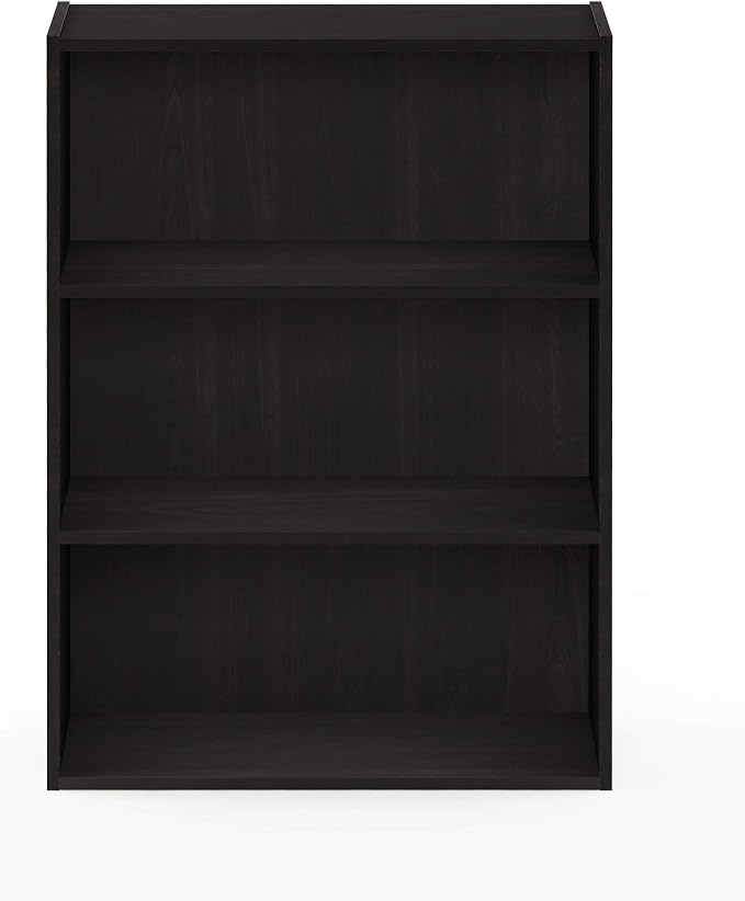 Furinno PASIR Book Shelf, 3-Tier Bookshelf, Storage Shelves Bookcase, 9.7 x 23.7 x 31.5, for Living Room, Bedroom, Home Office, Espresso