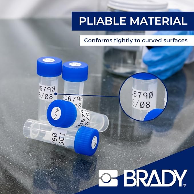 Brady Authentic (M5-117-499) Aggressive Adhesive Multi-Purpose Nylon Labels 0.5 x 0.9 x 0.44 Dia Black on White, 240 Labels. for use with The BMP51 and M511 Label Printers
