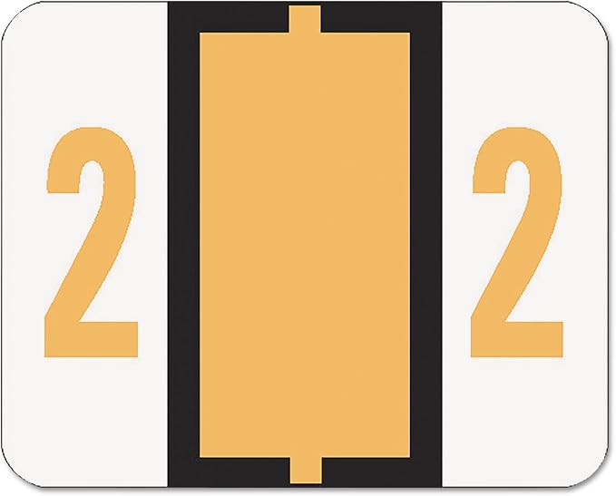 Smead BCCRN Bar-Style Color-Coded Numeric Label, 2, Label Roll, Light Orange, 500 Labels per Roll (67372)
