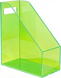 Acrylic Magazine Rack Desk File Holder Organizer for Office Desktop Vertical Magazine Storage Box, 12 x 10 x 5'', Neon Gren