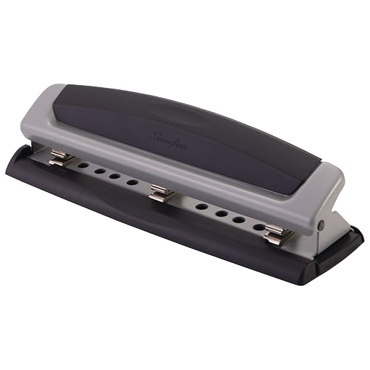 Swingline 3 Hole Punch, 10 Sheet Capacity Three Hole Puncher 3 Ring, Adjustable 2-3 Hole Paper Punch, Precision Pro, Black & Silver (74037)