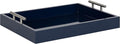 Kate and Laurel Lipton Modern Rectangular Tray, 16 x 12.25, Navy Blue and Silver, Decorative Accent Tray for Storage and Display