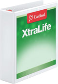 Cardinal 3 Ring Binder, 2 Inch Heavy Duty XtraLife Binder, Locking Slant-D Rings, Crack-Resistant Cover & Spine, ClearVue Covers, Holds 540 Sheets, PVC-Free, White (26320)