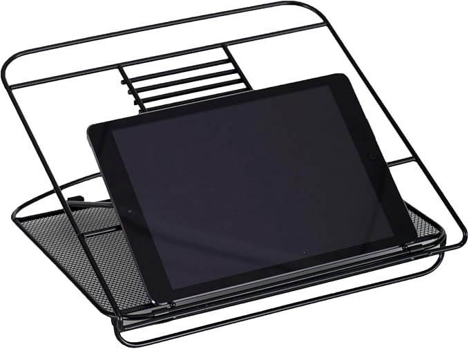 Safco 2161BL Onyx Mesh Adjustable Ventilated Tabletop Laptop Stand, Ergonomic Lift Stand' Black