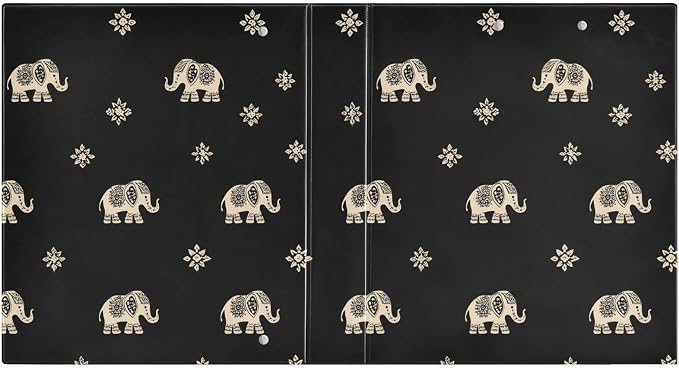 Indian Elephant Black 3 Ring Binder with 2 Interior Pockets 1.5 inch Binders 3 Ring Heavy Duty Fit 8.5" x 11" Letter Size for Office School, 2 Pack