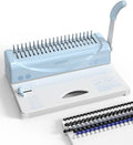 Binding Machine, 21-Hole, Comb Binding Machines with 1 Box Comb Bindings Spines, Comb Binder for Letter/A4/A5 Paper, 12 Sheet Punch Capacity