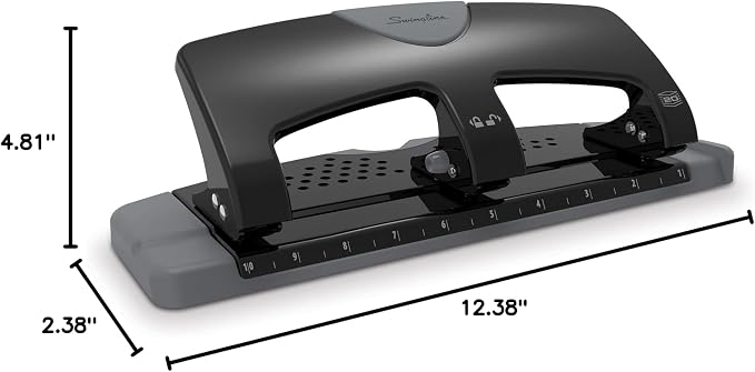 Swingline 3 Hole Punch, 20 Sheet Capacity Three Hole Puncher 3 Ring, Paper Punch, SmartTouch Low Effort, Black & Silver (74133) (Pack of 6)