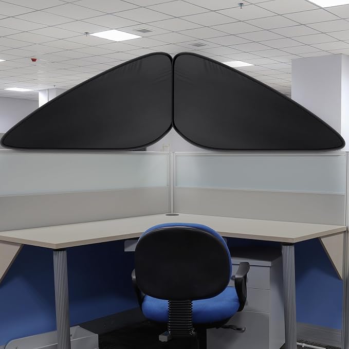 Foldable Office Cubicle and Desk Shade, Portable 27.5 Inch Cubicle Shade Canopy for Light Sensitive Workers, Block Light and Airflow, for Working Partitions Corner Privacy Accessories(Black)