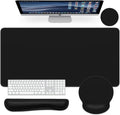 Dapesuom Large Gaming Mouse Pad, Black Mouse Pads with Wrist Rest Wrist Support, 4in1 Big XXL Desk Mat Desk Pad + Ergonomic Mousepad + Memory Foam Keyboard Mat Wrist Rest + Coaster Set for Computer