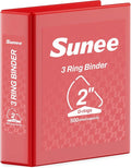 SUNEE 3 Ring Binder 2 Inch D Ring, Clear View Binder Three Ring PVC-Free (Fit 8.5x11 Inches) for School or Office Supplies, Dark Red, 1 Pack