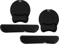 iFine Upgrade Enlarged Superfine Fibre Soft Smooth Memory Foam Ergonomic Mouse Pad & Keyboard Wrist Rest for Desktop Mac Gaming or Office Stress Free Typing (Black Two Sets)