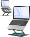 Aoviho 360° Rotating Laptop Stand for Desk | Adjustable, Foldable, Portable Aluminum Ergonomic Riser | Compatible with MacBook, Dell, HP & All Laptops 10-16 inch | Black