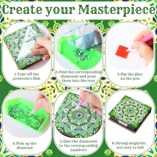 Saillong 4 Pcs Christmas Mandala Diamond Art Note Box Diamond Painting Box