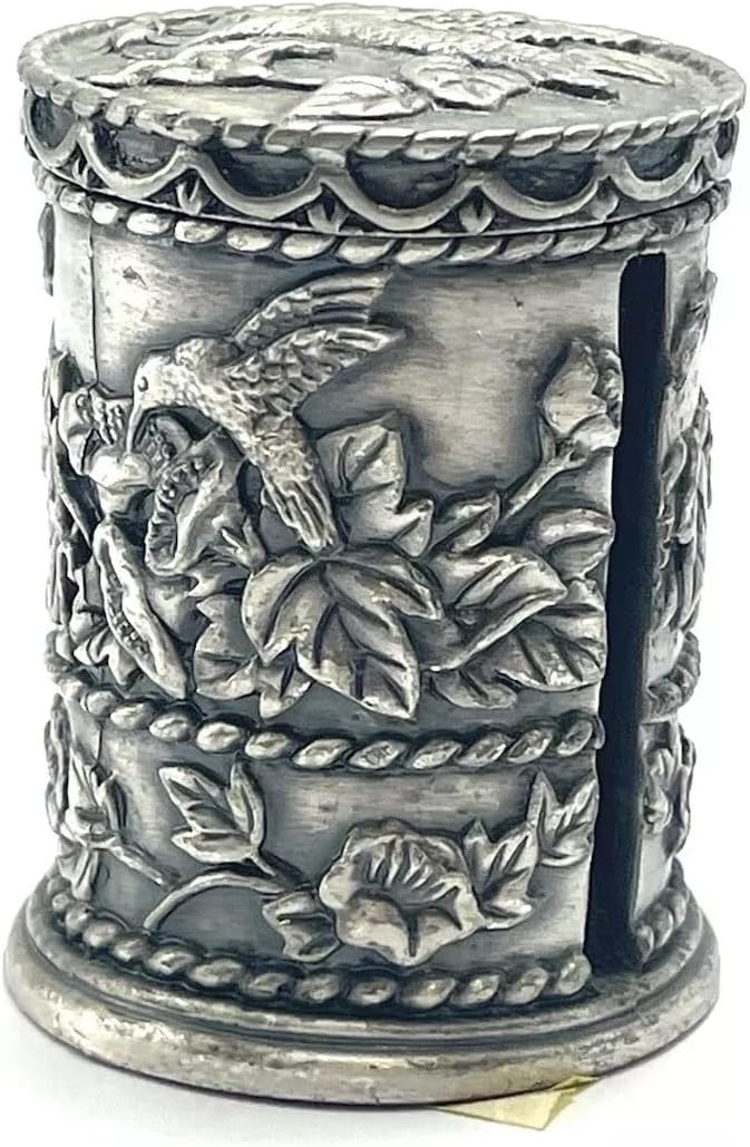 United States Postal Service Floral Metal Stamp Coil Dispenser (Holds a Roll of Forever Postage Stamps) Holder (Hummingbird Pewter)