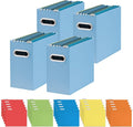 Oterri 4 Pack Blue File Organizer, Small Storage Box and 25 Pack Hanging File Folders