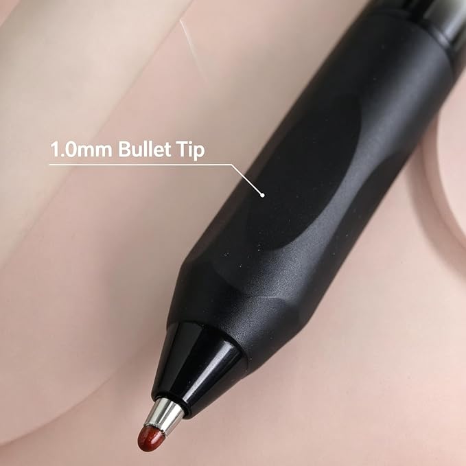 Fengtaiyuan Retractable Gel Pens, 1.0mm Bold Point Quick Dry Black Ink, 12 Pack Gradient Black-White Barrel with Ergonomic Non-Slip Grip, Smooth Writing for Grading Highlighting Signing Office School