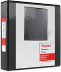Staples Standard 2-Inch Round Ring View Binder, Black, 350 Sheets | Clear overlay for custom covers. Binder for school and office use.
