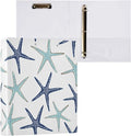 3 Ring Binder Beach Coastal Starfish 1.5 inch Binders Three Ring Binders with Clipboard Fit 8.5'' x 11'' Paper 3 Interior PVC Clear Pockets for Office Supplies