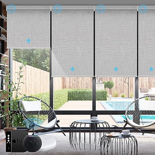 SmartWings Motorized Smart Roller Shades, 100% Blackout Safari Smoke