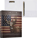 3 Ring Binder, American Flag Deer File Folder Holds 200 Sheets File Storage for Women Men School Office Supplie