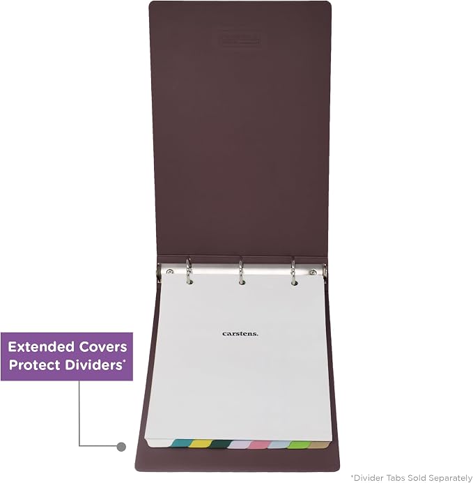 Carstens 3-Inch Heavy Duty 3-Ring Binder - Top Opening, Plum, Durable Plastic, No-Gap Rings, Waterproof Cover, No Pockets, Holds 400 US Letter Sheets, BPA-Free, Made in USA (1716-3R), Case of 12