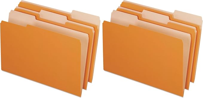 Pendaflex 435013ORA Interior File Folders, 1/3 Cut Top Tab, Legal, Orange (Box of 100) (Pack of 2)